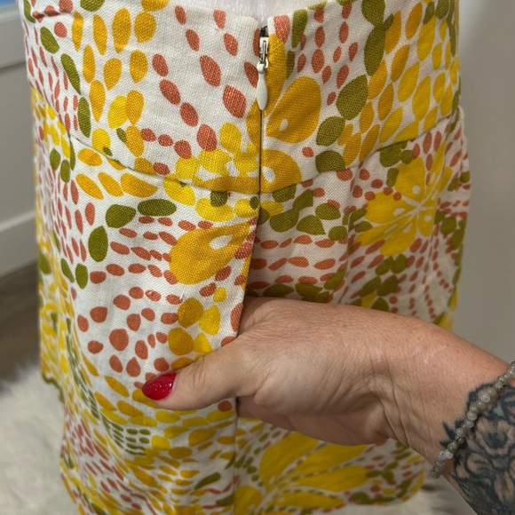 J.Crew Linen Skirt – Colorful Dot Floral, Size 6 - Picture 3 of 5
